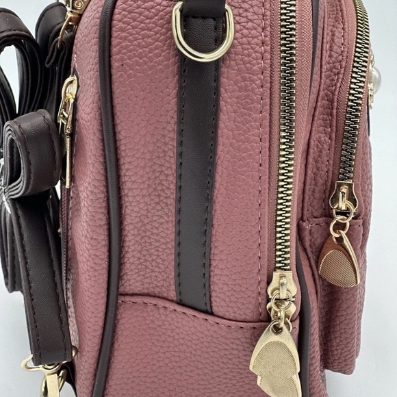 Burgundy Leather Backpack with Bee Accent NWT​ - Picture 4 of 11
